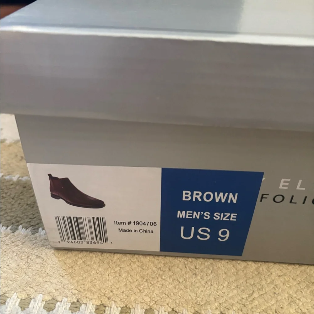 Perry Ellis Chestnut Brown Leather Ankle Boots Size 9 NIB